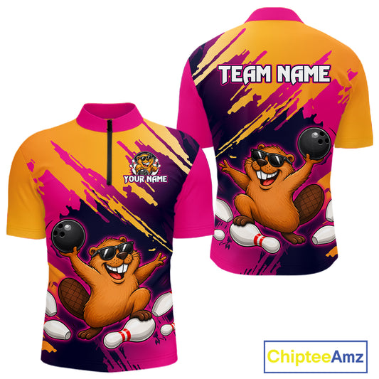 Colorful sports jersey with cartoon beaver design and 'Team Name' text on a white background.