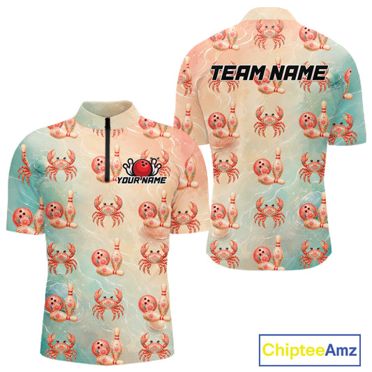 Shirt with crab pattern and customizable text on a white background