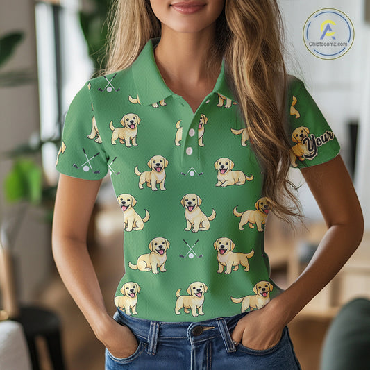 Womens Golf Polo Shirt Custom Funny Labrador Retriever Team Ladies Golf Top, Dog Lover Gift NHN0215