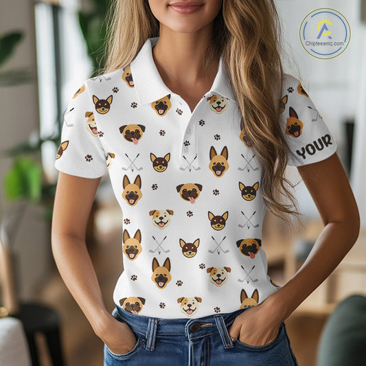 Funny Womens Golf Polo Shirt Custom Dog Golf Shirts White Golf Polo For Ladies, Golf Gifts NHN0108