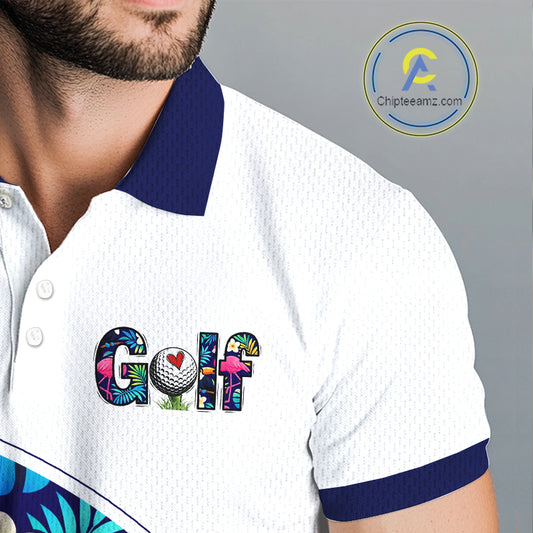 Funny Mens Golf Polo Shirt Custom Toucan Tropical Pattern, Flamingo Golf Shirt For Men NHN0205