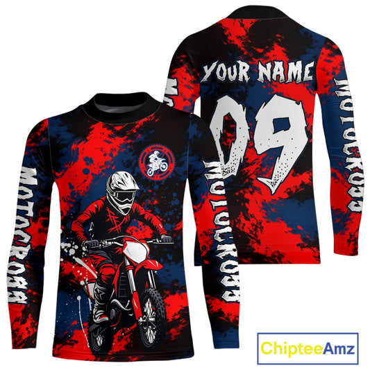 Custom Red and Blue Motocross Jersey for Men Kid Women Dirt Bike Jersey Riding Shirt XM484