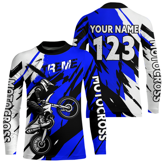 Custom Blue Motocross Racing Jersey Custom Women Kid Men Dirt Bike Off road Shirt XM472
