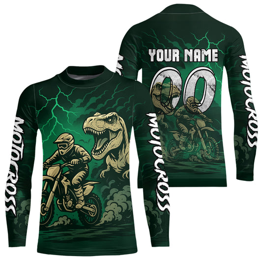 Green Dinosaur Motocross Jersey Dirt Bike Shirts for Men Kid Women Racing Jersey XM414