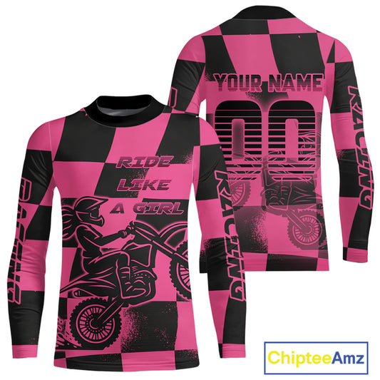 Pink Motocross Jersey for Women Kid Girl Custom Dirt Bike Shirts Motorcycle Racing Shirt XM431
