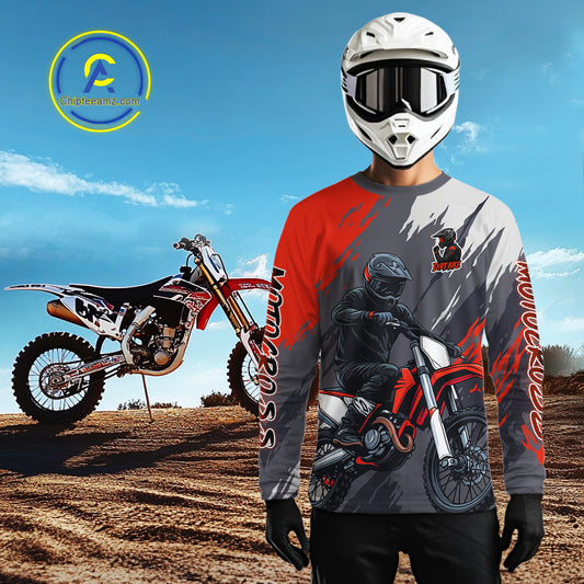 Red and Grey Custom Motocross Jersey Men Women Kid Dirt Bike Shirts Motorcycle Shirt XM459