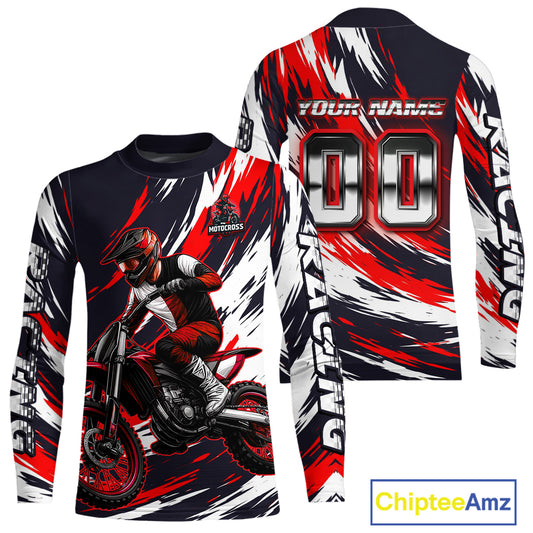 Custom Motocross Jersey for Men Kid Women Dirt Bike Jersey Red&Black Riding Shirt XM481