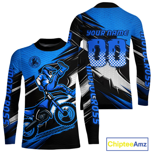 Custom Blue Motocross Jersey Men Kid Women Dirt Bike Jersey Motorcycle Riding Shirt XM486