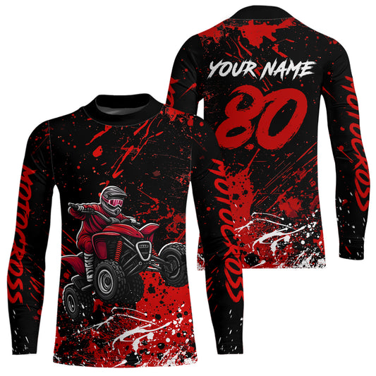 Red Youth ATV Motocross Shirts Kid Men Women Custom Off-Road Quad Bike Shirt UPF30+ DNT77