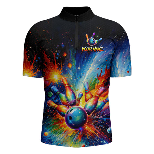 Custom Colorful Bowling Jersey for Men Bowling Uniform Polo & 1/4 Zip Bowling Team Shirts HNT226