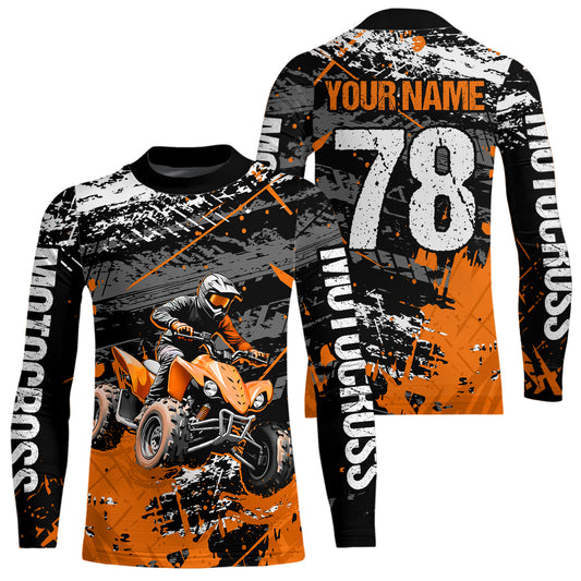 Custom Orange Off-Road Quad Bike Shirt Youth ATV Motocross Shirts Kid Men Women UPF30+ DNT78