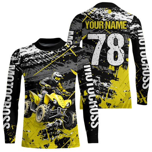 Custom Yellow Off-Road Quad Bike Shirt Youth ATV Motocross Shirts Kid Men Women UPF30+ DNT78