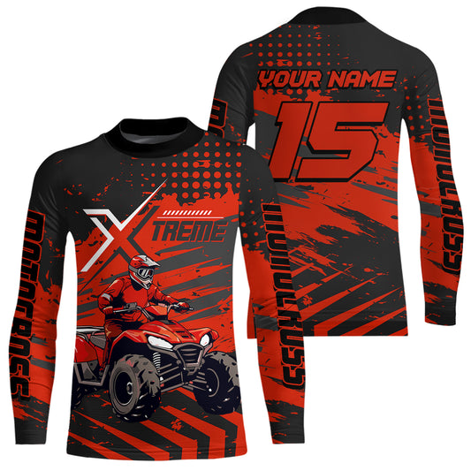 Custom Red Off-Road Quad Bike Shirt Extreme ATV Motocross Shirts Kid Men Women UPF30+ DNT79