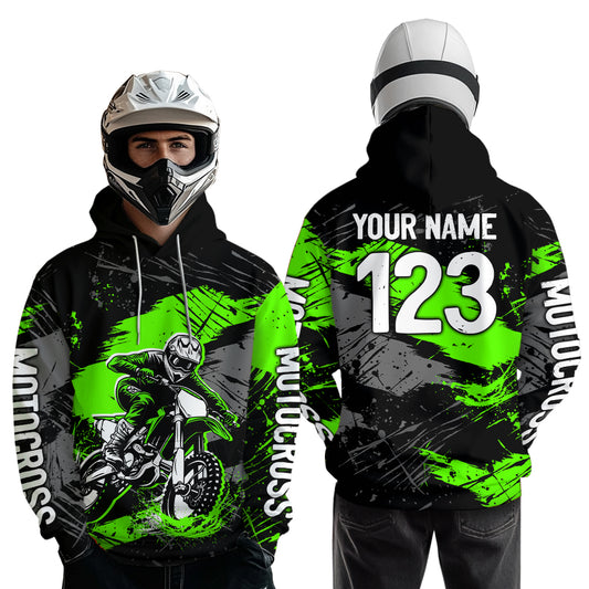 Custom Green Dirt Bike Hoodie Motocross Sweatshirts for Kid Men Women Motorcycle Hoodie HOT39