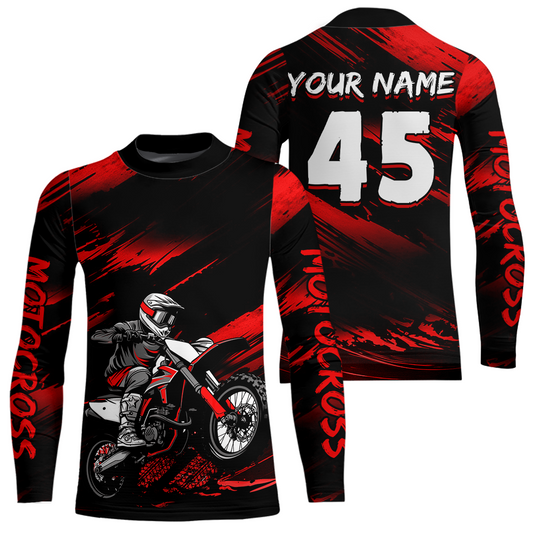 Red Motocross Shirts Personalized Racing Jersey Dirt Bike Jersey Kid Men Women UPF30+ DNT15
