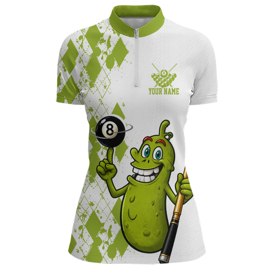 Custom Funny Pickle 8 Ball Pool Shirts Argyle Billiard Shirt for Women Billiard Team Jersey League NNT173