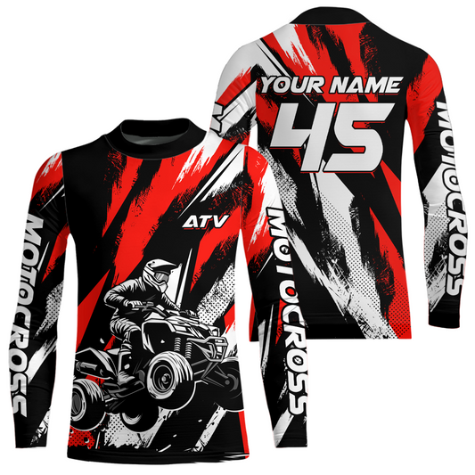 Red ATV Motocross Shirts Kid Men Women Custom Quad Bike Off-Road Shirt UPF30+ DNT60
