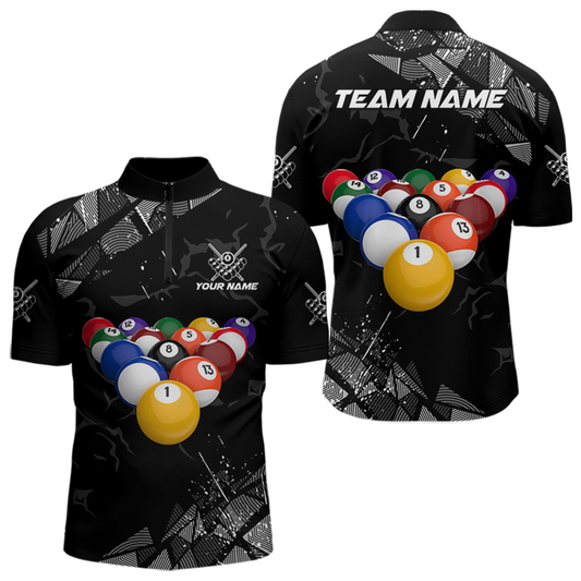 Custom Balls Billiard Shirts for Men Billiard League Billiard Team Shirts Polo & 1/4 Zip NNT104