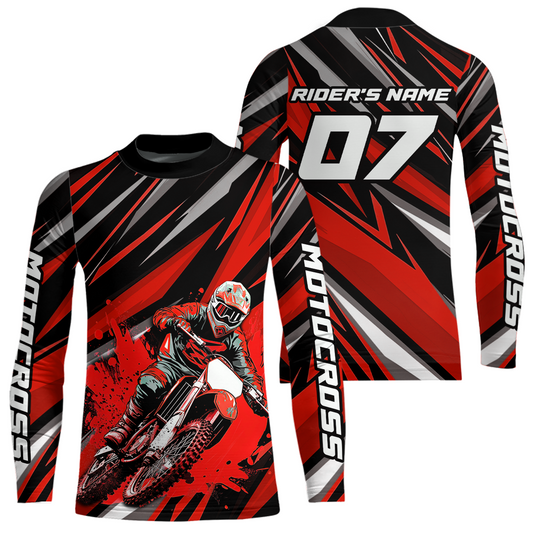 Custom Red Youth Motocross Jersey Racing for Kid Men Women MX Dirt Bike Shirts UPF30+ DNT47