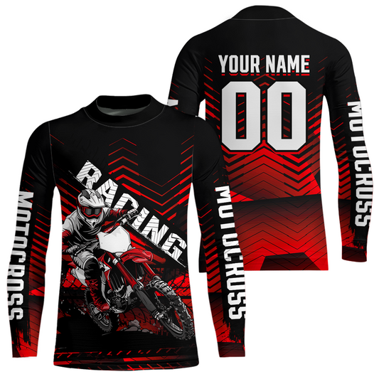 Custom Red Motocross Jersey Racing for Kid Men Women MX Dirt Bike Shirts UPF30+ DNT46