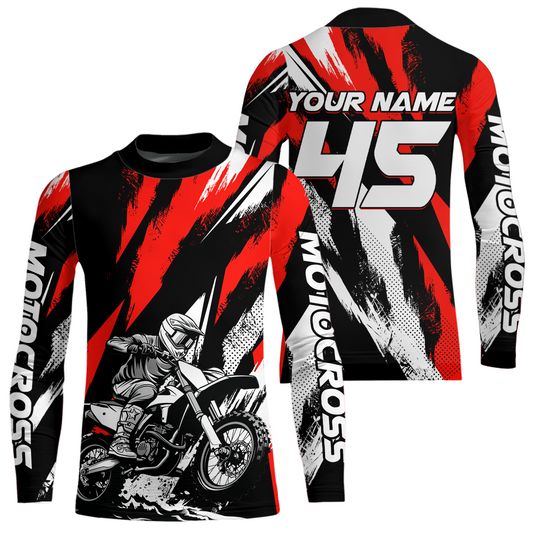 Red Youth Motocross Shirts MX Racing Custom Dirt Bike Shirts Kid Men Women UPF30+ DNT33