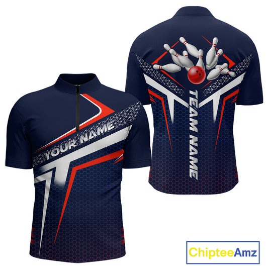 Custom Bowling Jersey for Men Bowling Team Shirts Bowling League Uniform Polo & 1/4 Zip HNT171