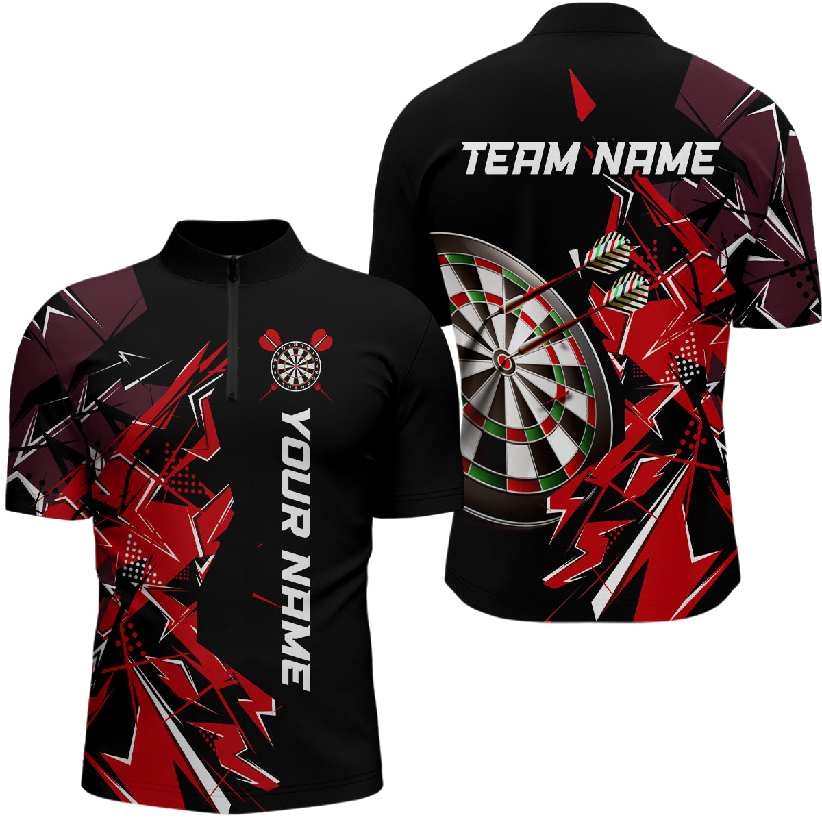 Black White Quarter-Zip Shirt Custom Name Patriotic Darts Shirt For Men Dart Jerseys | Blue - Purple - Red YYD0067