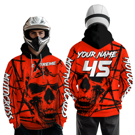 Red Motocross Hoodie Custom for Men Women Dirt Bike Racing Hoodie Riding Shirt MH159