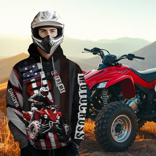 Custom Atv Motocross Hoodie Upf30+ Quad Bike Shirt Racing Adult Youth Kid American Flag Dirt Bike Hooded NHN005