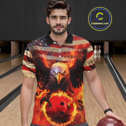 American Flag We The People Custom Eagle Bowling Shirts For Men, Patriotic Bowling Team Jerseys IPHW5287