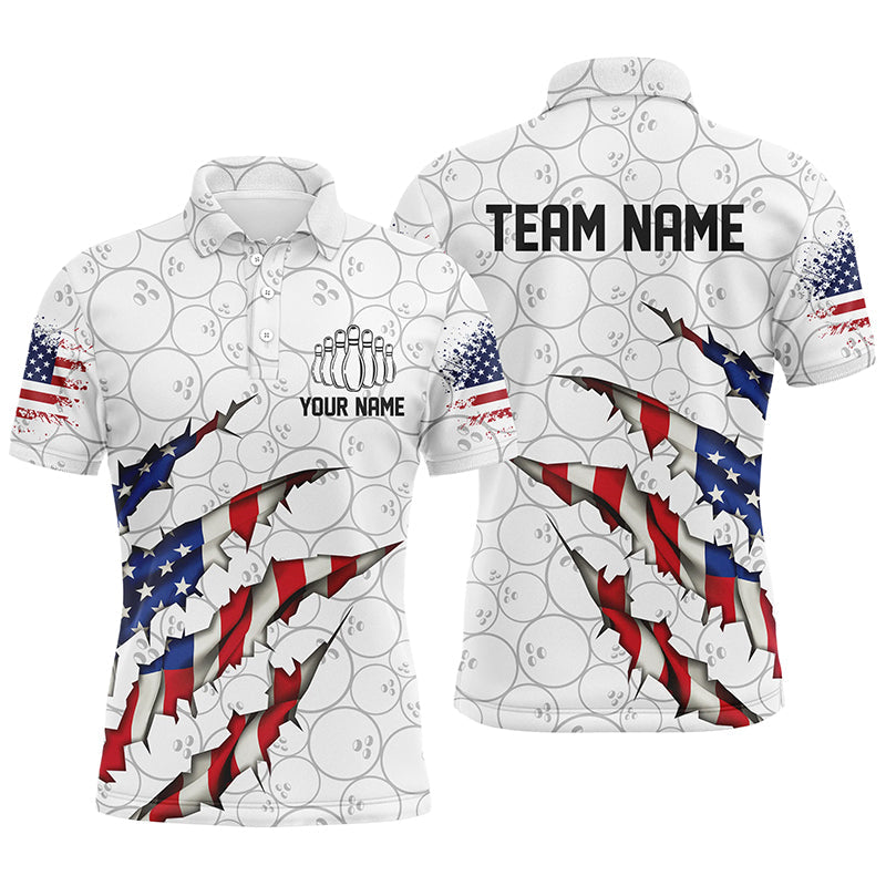 Custom Patriotic Bowling Shirts For Men, US Bowling Team Shirts American Flag Bowling IPHW7381