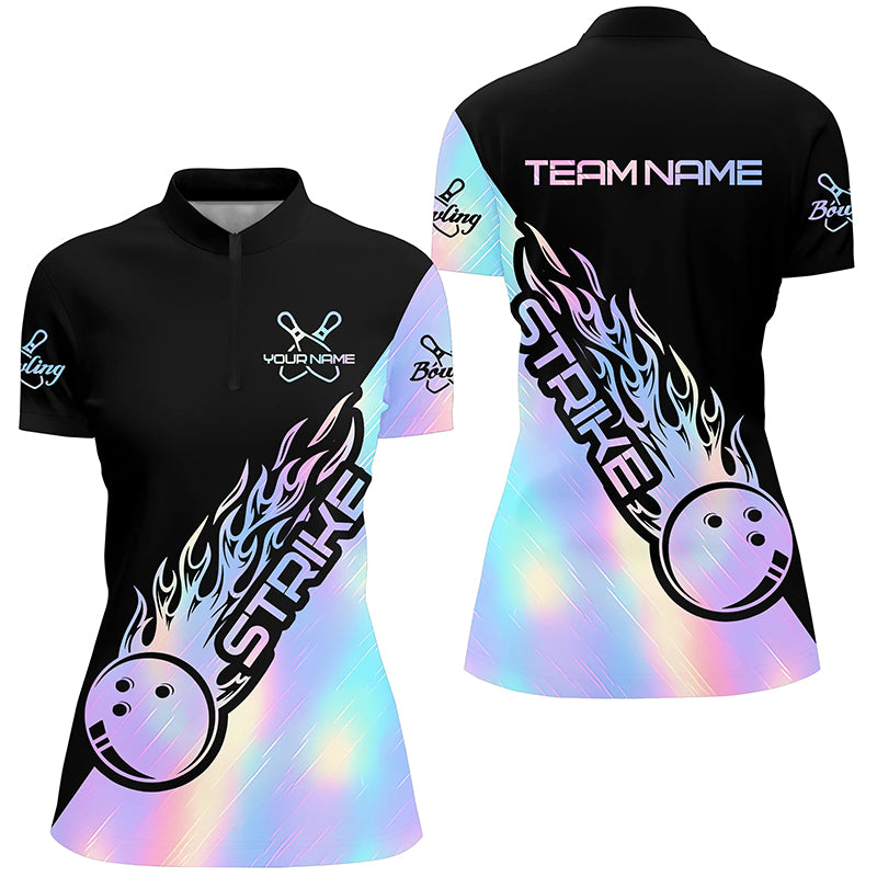 Strike Bowling Polo Shirts For Women, Custom Bowling Team Shirts Bowler Outfit IPHW5240