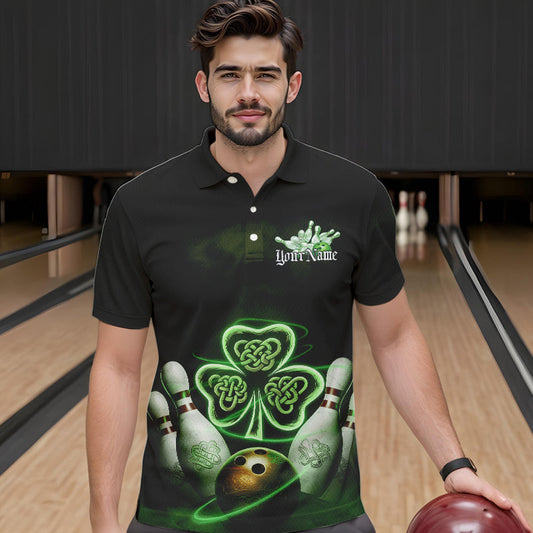 Custom Celtic Saint Patricks Day Bowling Polo Shirts For Men, Bowling Tournament Shirt IPHW8592