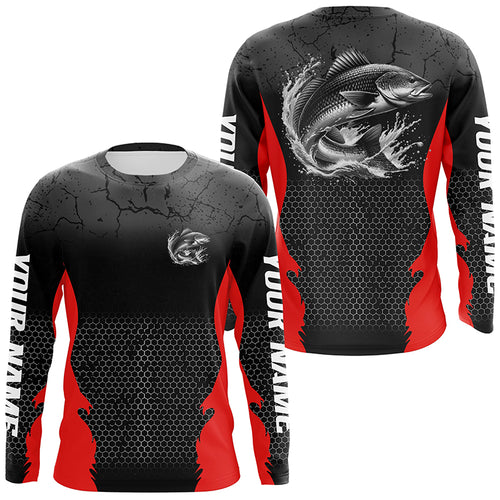 Personalized Redfish Fishing Jerseys, Redfish Long Sleeve Tournament Fishing Shirts |Red IPHW6665