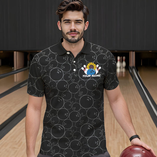 Custom Sunflower Bowling Polo Shirts For Men, Sunflower Bowling Team Jerseys IPHW8436