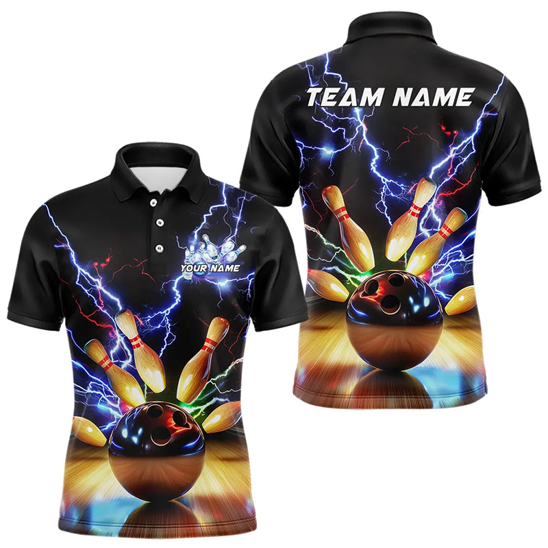Custom Thunder Lightning Bowling Polo Team Shirts For Men, Colorful Bowling Jerseys IPHW8052