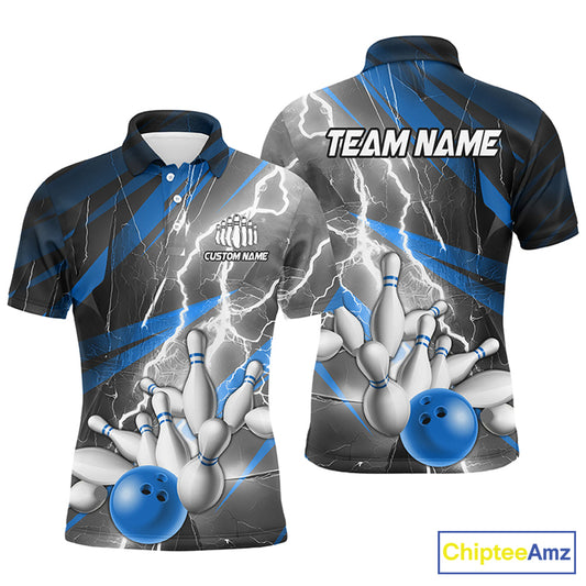 Blue Lightning Thunder Custom Bowling Team Jersey,Team Bowling Shirts For Men And Women IPHW5991
