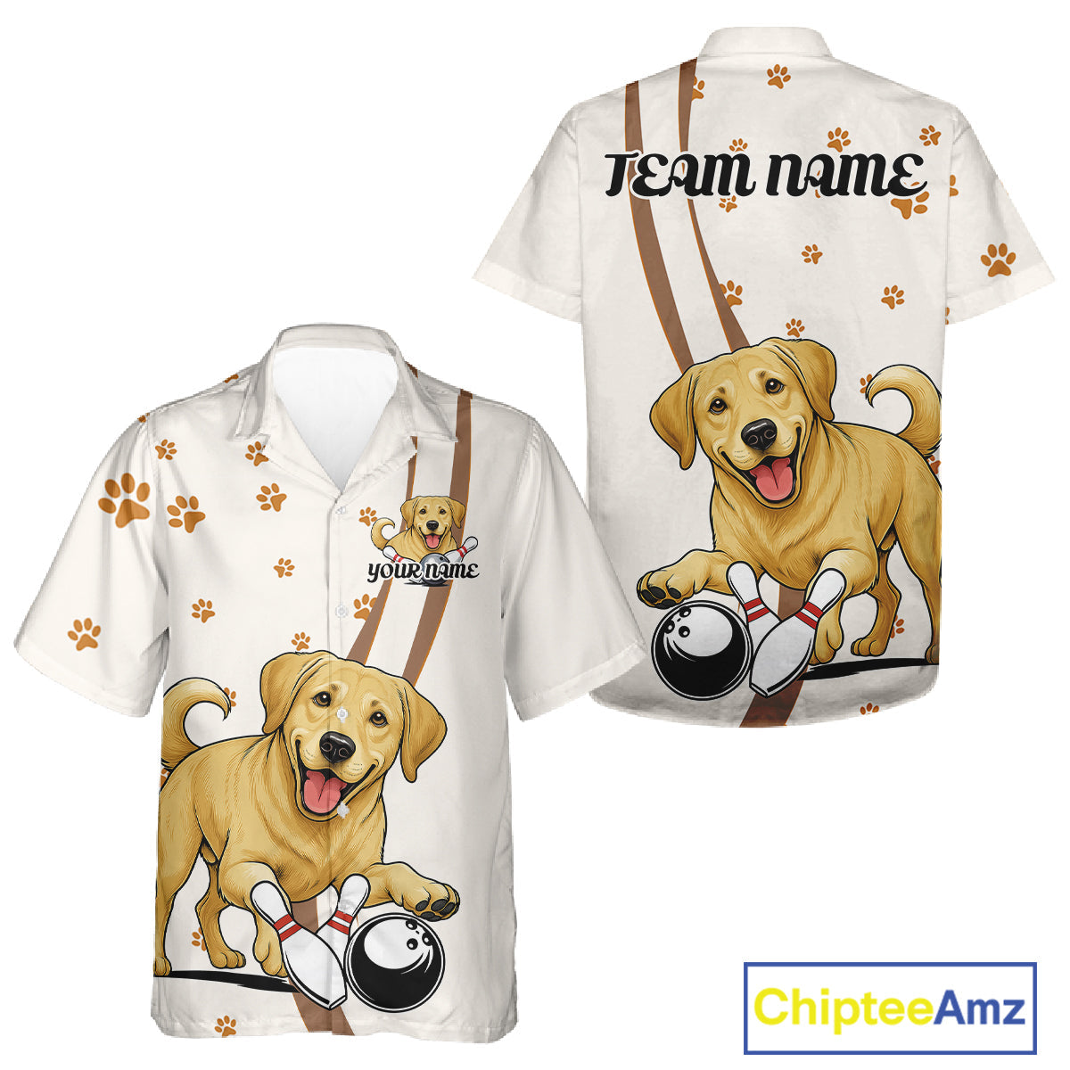 Custom Funny Labrador Retriever Dog Men And Women Bowling Team Shirt, Dog Lovers Bowling Uniform IPHW10208