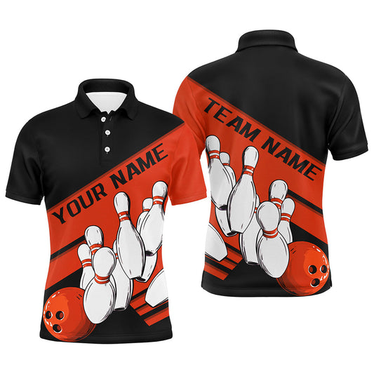 Black And Orange Custom Bowling Shirts For Men, Bowling League Shirt Bowling Team Uniform IPHW7920