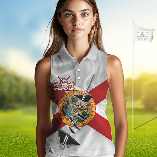 Custom Florida State Flag Golf Club Patriotic Golf Team Shirt For Women, Golfer Outfits IPHW10580