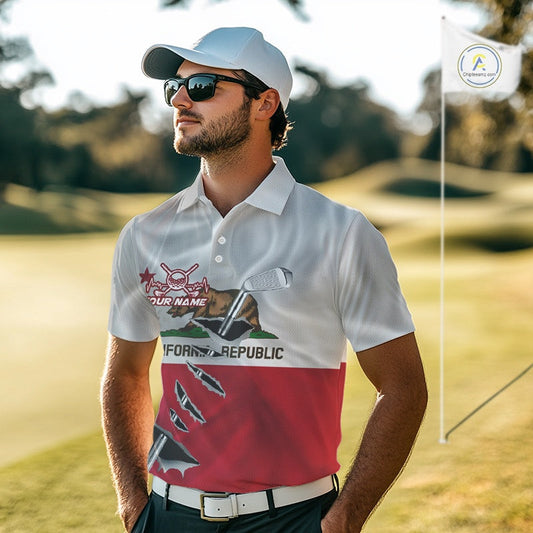 Custom California State Flag Golf Club Golf Team Shirt For Men, Golfer Outfits IPHW10581