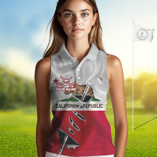 Custom California State Flag Golf Club Golf Team Shirt For Women, Golfer Outfits IPHW10581