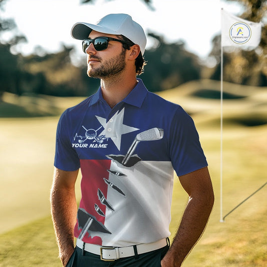 Custom Texas State Flag Golf Club Patriotic Golf Team Shirt For Men, TX Golfer Outfit IPHW10582