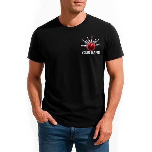 Custom Bowling T-Shirts For Men, American Flag Patriotic US Bowling Team Outfit IPHW9069