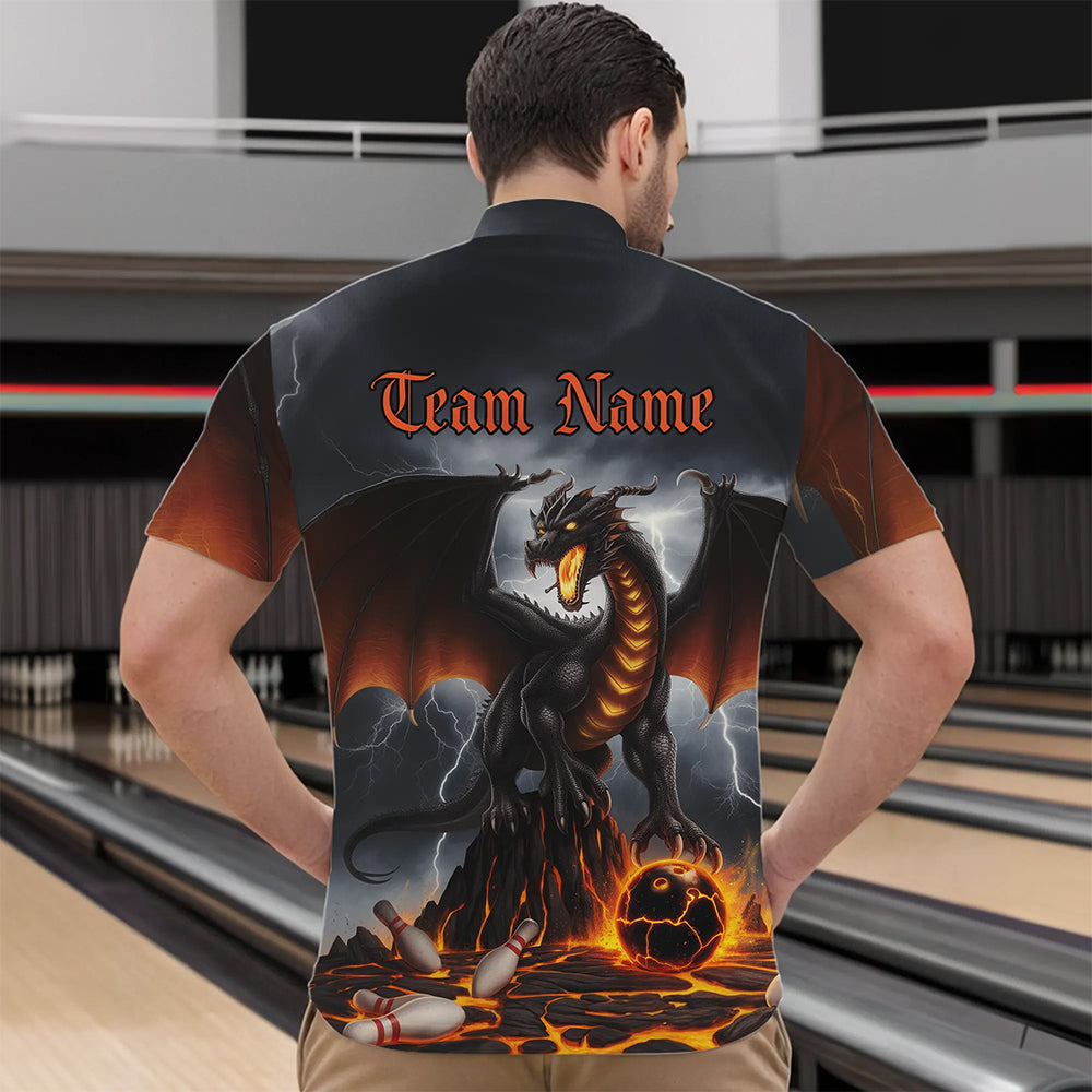 Custom Thunder Lightning Dragon Bowling Quarter-Zip Shirts For Men,Dragon Bowling Team Shirt IPHW8300