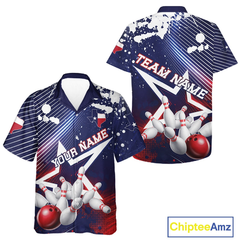 Custom Texas Flag Bowling Team Jerseys, Texas Bowling Men And Women Hawaiian Shirt IPHW11641