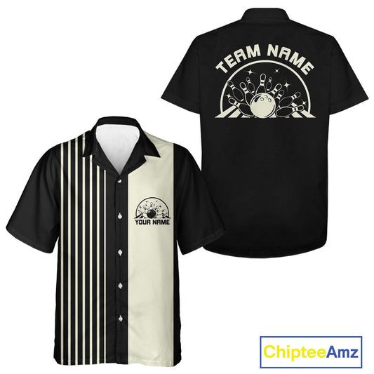 Custom Classic Striped Vintage Bowling Shirt, Retro Bowling Button Up Team Shirt IPHW10074