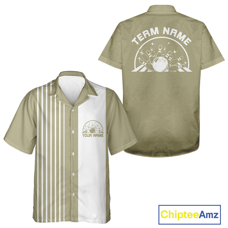 Custom Classic Striped Vintage Bowling Shirt, Retro Bowling Button Up Team Shirt IPHW10074