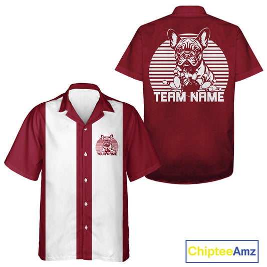 Custom French Bulldog Retro Bowling Shirt, Vintage Dog Lovers Bowling Shirt IPHW10219