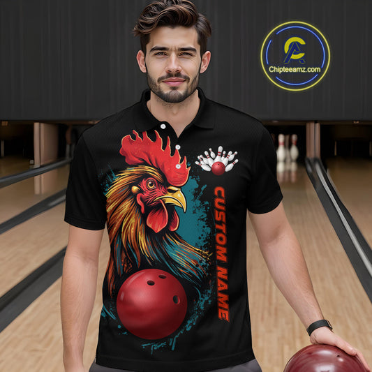 Custom Chicken Bowling Shirts For Men Bowling Polo Shirts Team Bowling League Jersey IPHW5290